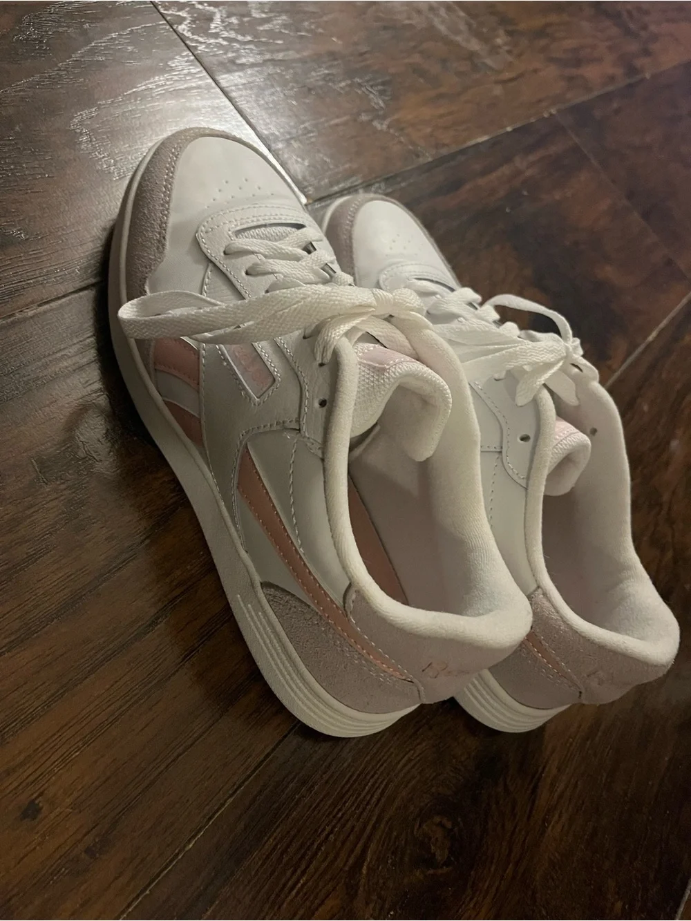 Reebok White & Blush Low-Top Sneakers